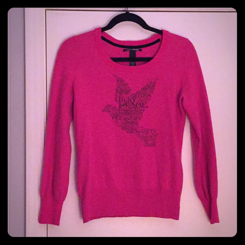 Lucky Brand Pink Sweater peace dove small